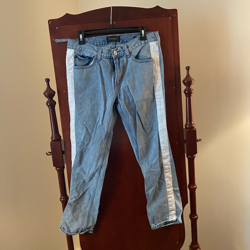 Slim cropped striped denim